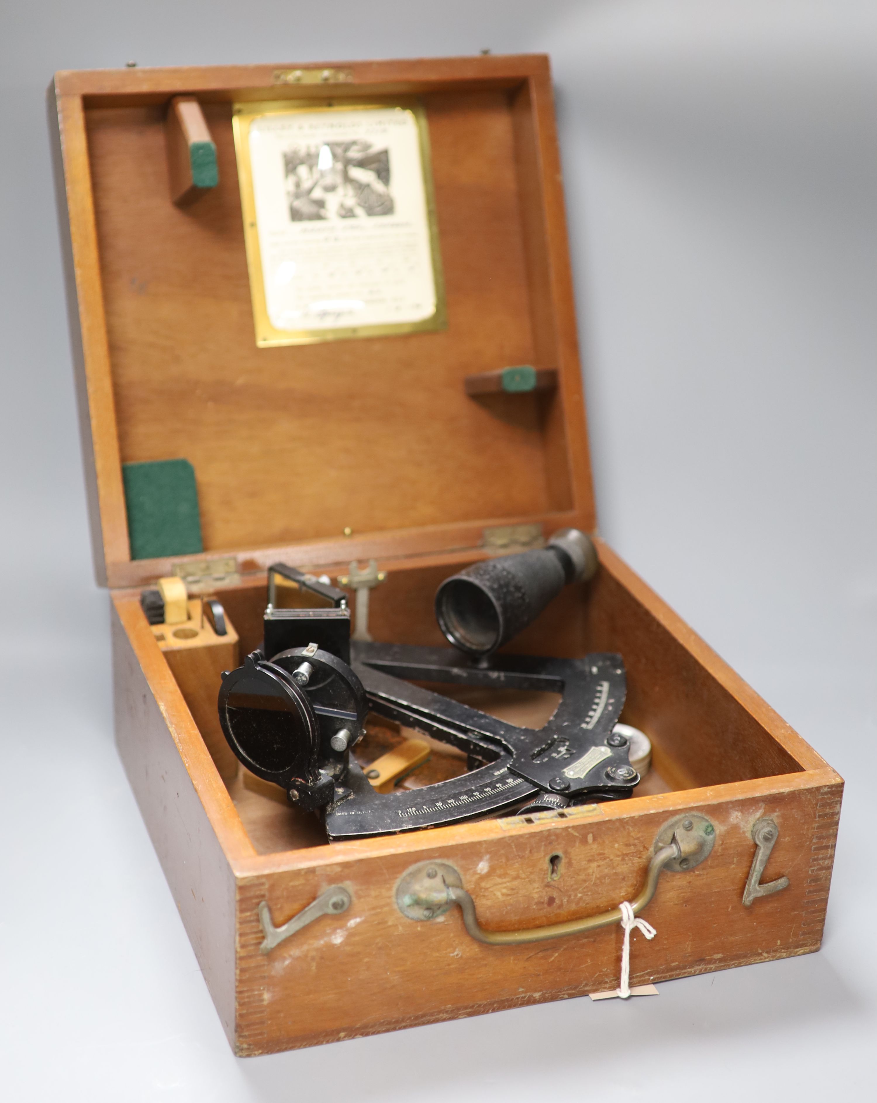 A Heath & Co Hezzanith sextant in mahogany case, No. Y710